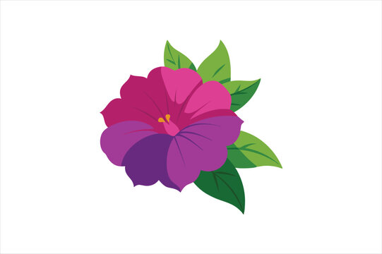 purple flower with green leaves on white clip art preview