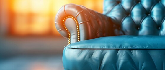 Obraz premium Detailed shot of an elegantly designed leather chair, focusing on the smooth surface and comfortable feel, high resolution, soft focus, warm lighting 8K , high-resolution, ultra HD,up32K HD