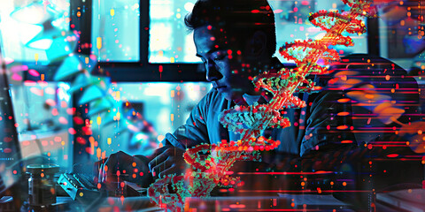 DNA Designer: An artist at work, creating a genetic sequence using a computer program