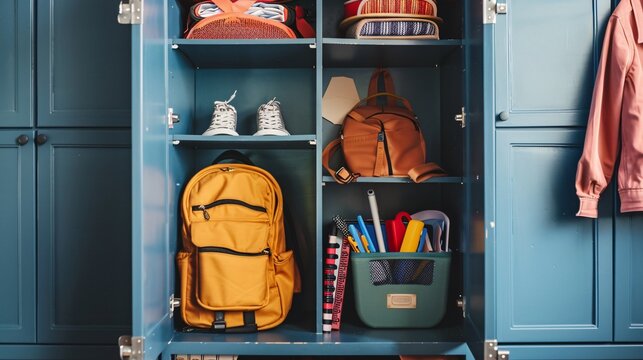 An organized and clutter-free locker with only the necessary items