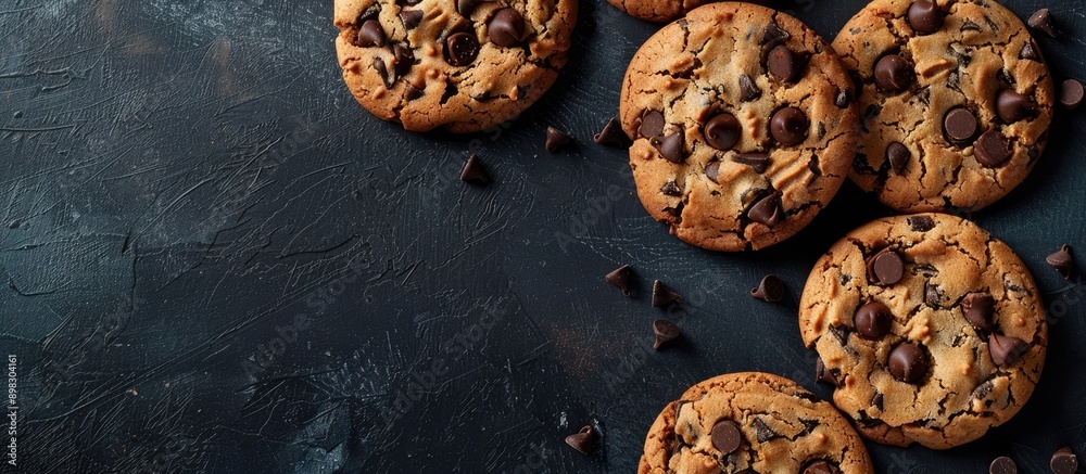 Aufkleber top view of american chocolate chip cookies with copy space image