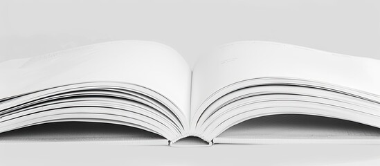 Fototapeta premium Close up of a blank white book on a white background with copy space image available