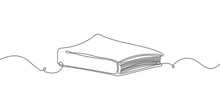 Book continuous line hand drawn vector illustration. Closed book symbol