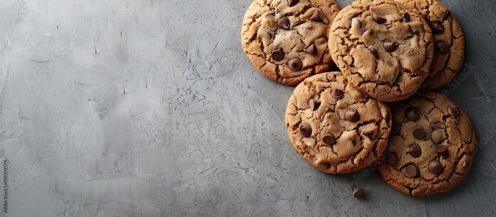 Aufkleber top view of american chocolate chip cookies with copy space image