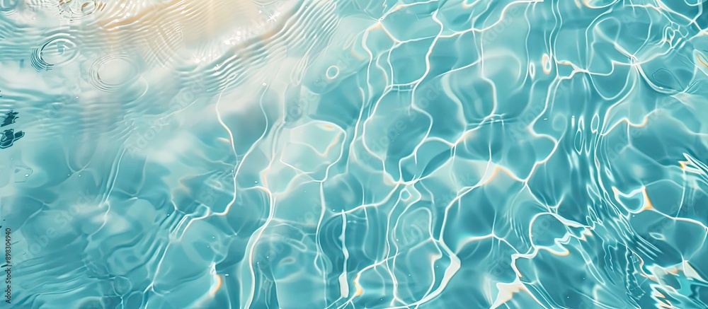 Leinwandbilder top view of a clear water surface creating a rippled effect against a light blue backdrop with a spa