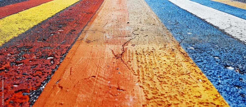 Poster detailed traffic paint on a cement floor with ample copy space image