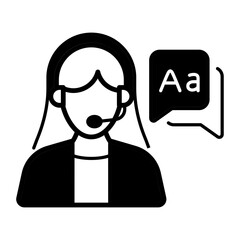 Multilingual Female Staff translator concept, Answerable Line Manager vector icon design, International Day Language symbol, Translation Services sign, Plurilingualism and Multilingualism illustration