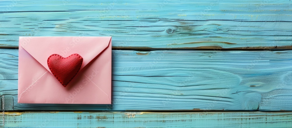 Poster composition for valentine s day birthdays weddings or other occasions a pink envelope with a red hea