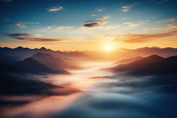 Obraz premium Landscape panoramic mountain sunlight.