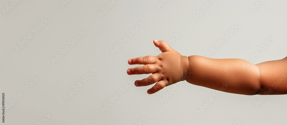 Poster A child s hand gestures toward an object in a copy space image