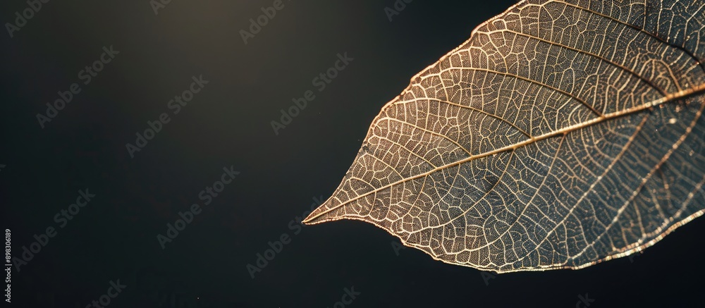 Aufkleber a detailed view of an attractive decorative skeleton leaf in a copy space image
