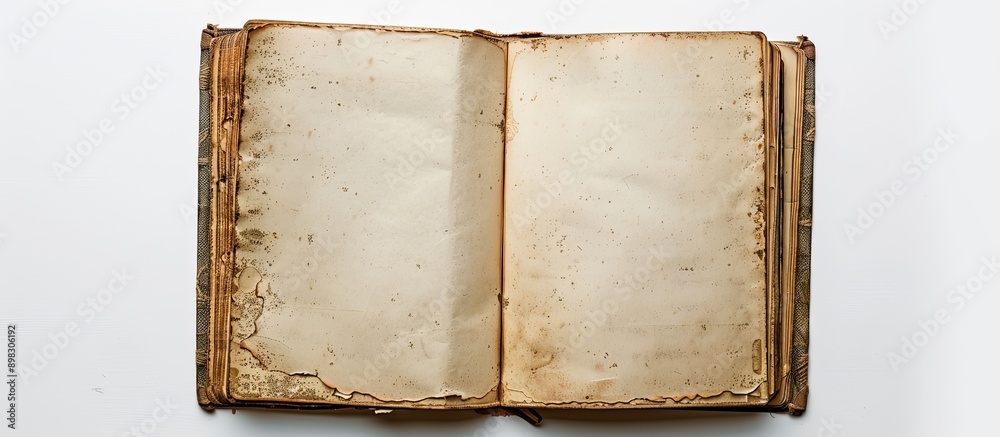 Leinwandbilder blank vintage notebook on a white backdrop with room for text or graphics copy space image