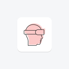 Head mounted color shadow thinline icon , vector, pixel perfect, illustrator file
