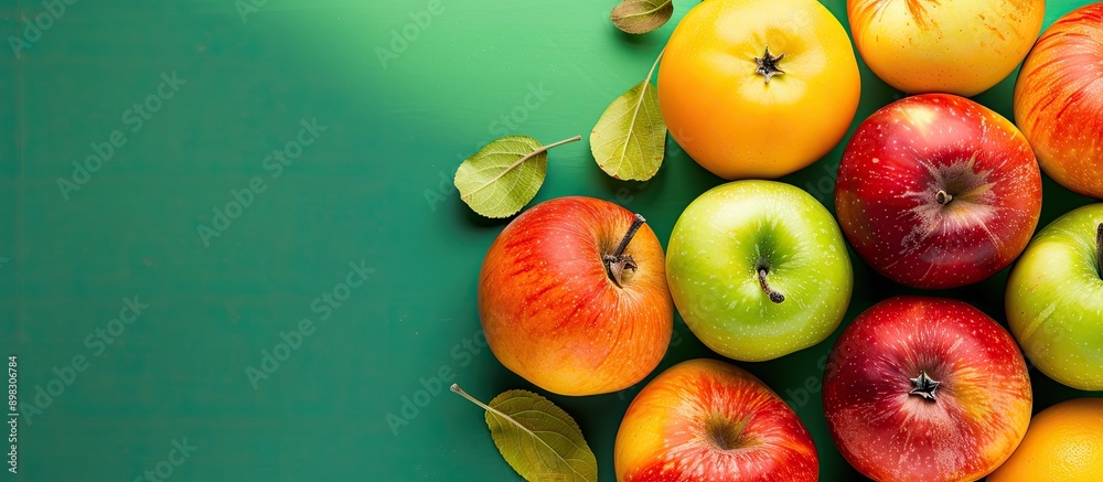 Poster Colorful background with a copy space image featuring ripe apples