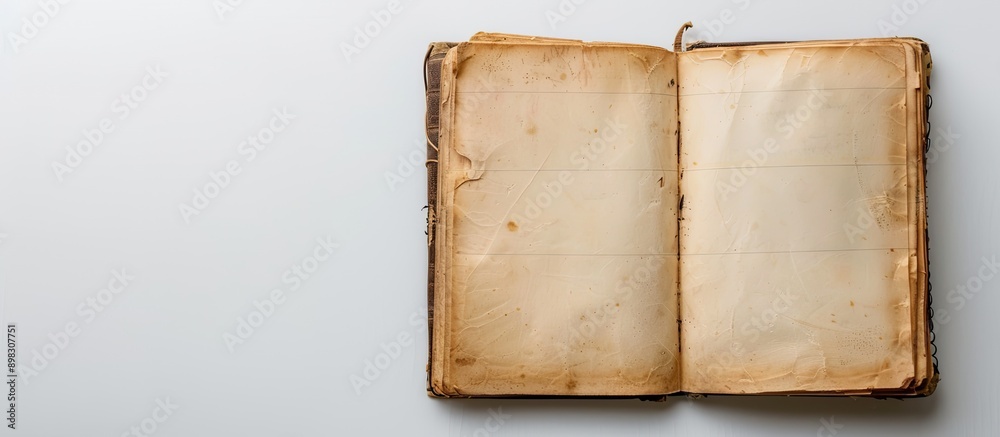 Leinwandbilder blank vintage notebook on a white backdrop with room for text or graphics copy space image