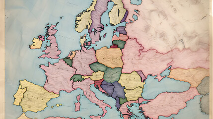 Comprehensively Detailed and Color-coded European Map, Highlighting Borders, Capitals, and Geographical Features