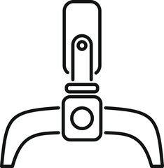 Arcade game machine claw picking up toy icon. Outline arcade game machine claw picking up toy icon for web design isolated on white background