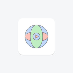 Obraz premium Global Video lineal color icon , vector, pixel perfect, illustrator file