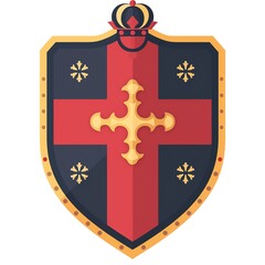 Medieval crest, knights shield, flat design illustration