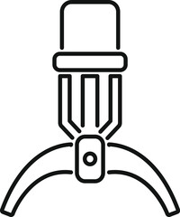Simple black line icon of a gas camping burner standing on a curved support