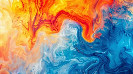 Abstract colorful background mixing blue and orange liquids