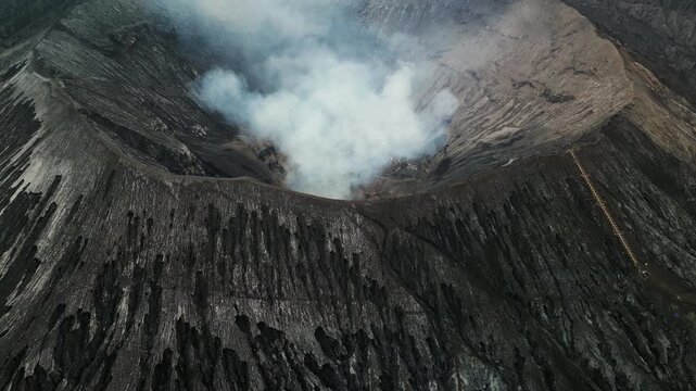 active volcano bromo drone view