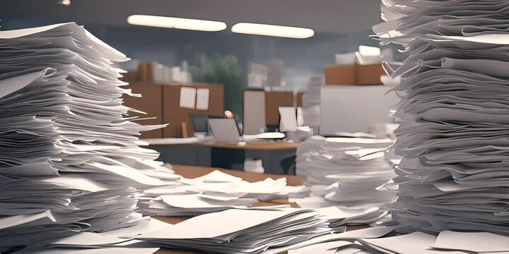 Office Desk Swamped with Papers background video
