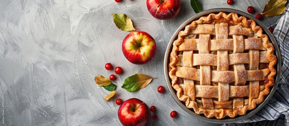 Poster apple pie displayed with a plain grey copy space image