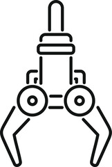 Line drawing of a robotic arm lifting cargo with hydraulic claws, representing industrial automation
