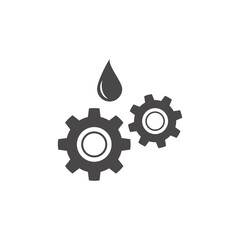Lubricant oil drop and gear icon in modern style design.