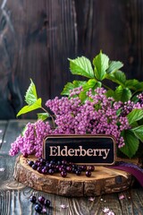 Elderberry flowers capsules and supplements. Selective focus.