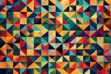 Obraz premium Vibrant geometric pattern, A vibrant abstract pattern filled with an assortment of colorful shapes, creating a dynamic visual display, AI generated