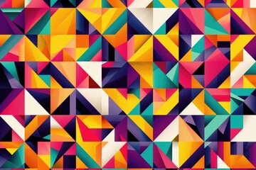 Fototapeta premium Vibrant geometric pattern, A vibrant abstract pattern filled with an assortment of colorful shapes, creating a dynamic visual display, AI generated