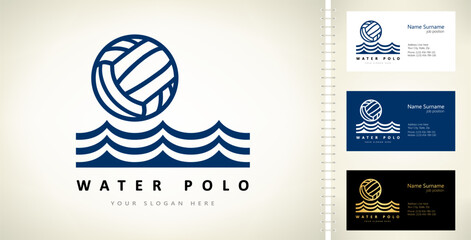 Water polo logo vector. Ball and wave. Sport design