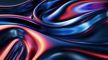 Abstract background with flowing metallic liquid forming wavy shapes