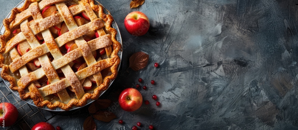 Poster Apple pie displayed with a plain grey copy space image