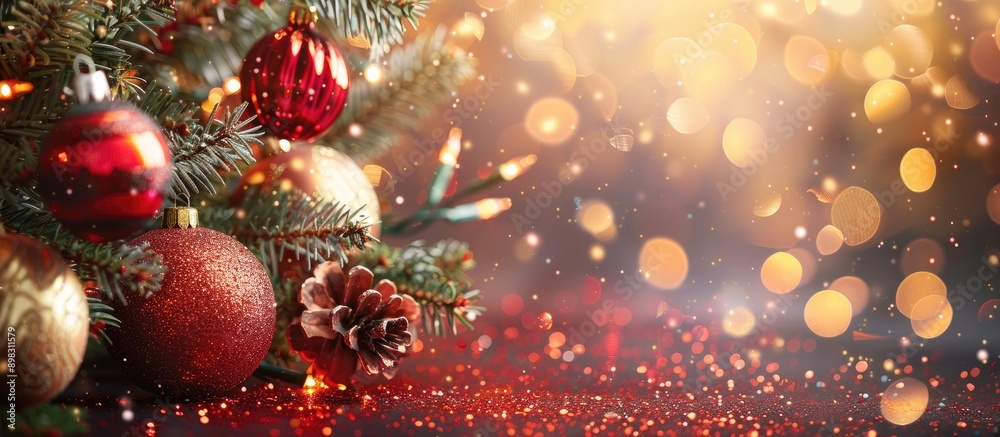 Poster vibrant christmas and new year decorations for a background wallpaper or design template featuring c