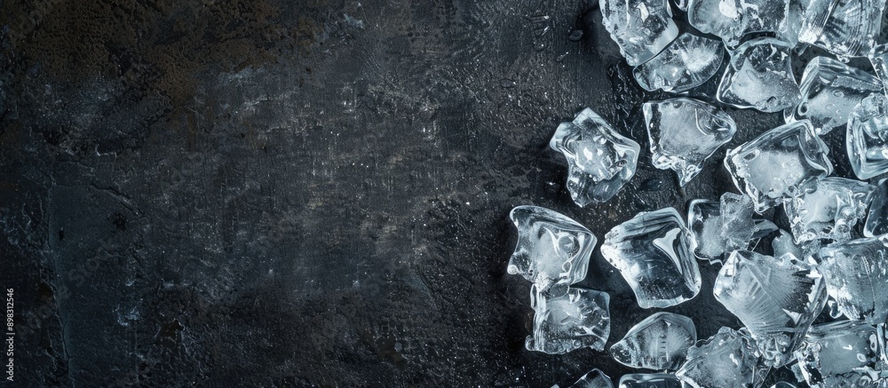 Aufkleber Bird s eye view of smashed ice cubes with copy space image