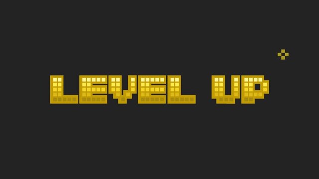 LEVEL UP.pixel art .8 bit game.retro game. for game assets in vector illustrations.	