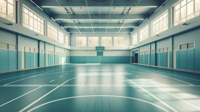 Modern Indoor Sports Hall with Bright Colors and Natural Lighting