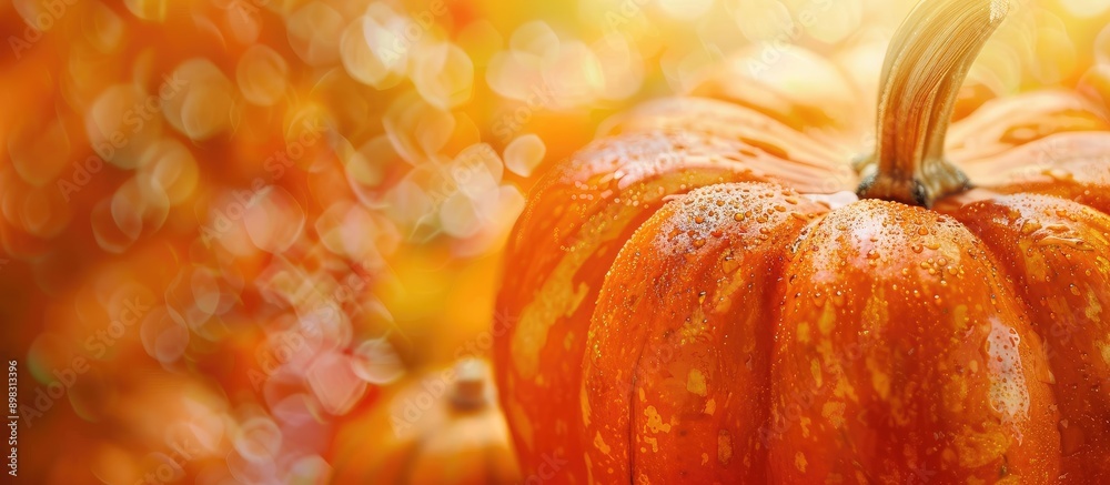 Poster Close up view of a pumpkin in autumn with space for text or image insertion. Creative banner. Copyspace image