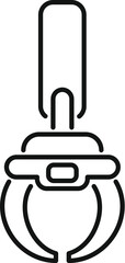Industrial robot arm claw holding object line icon, robotic technology outline style pictogram on white background
