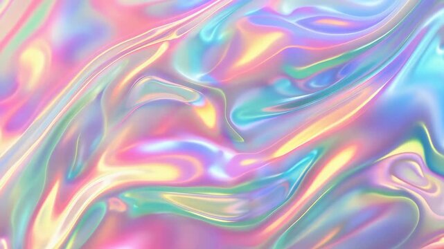 A rainbow colored iridescent holographic background with soft gradient colors.