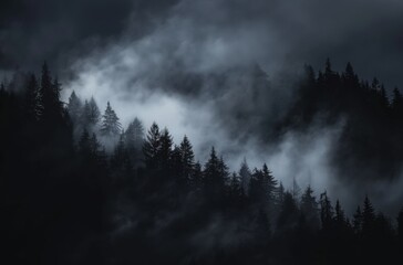 Fototapeta premium Misty Forest at Night