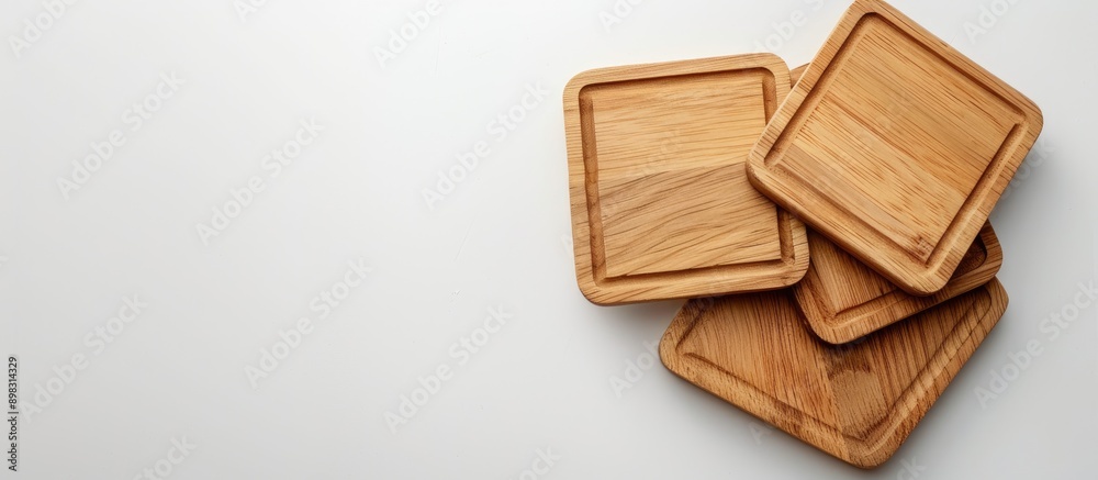 Aufkleber Coasters placed on a white backdrop with copy space image