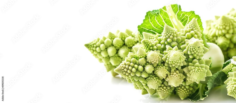 Aufkleber close up of romanesco broccoli cabbage also known as roman cauliflower isolated on a white backgroun
