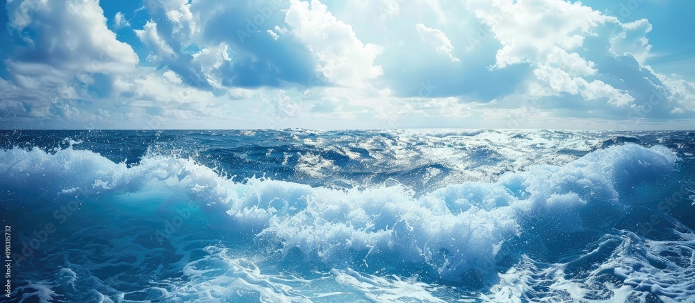 Aufkleber Blue ocean waves blending with a sky backdrop ideal for adding text with available copy space image