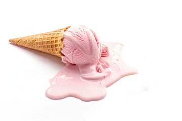 Pink ice cream melting dessert ketchup creme.