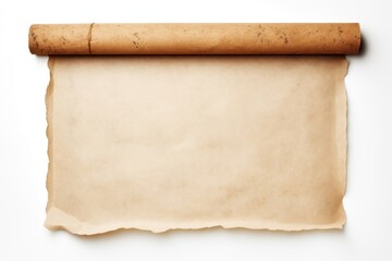 Old parchment paper scroll sheet vintage aged backgrounds document white background.