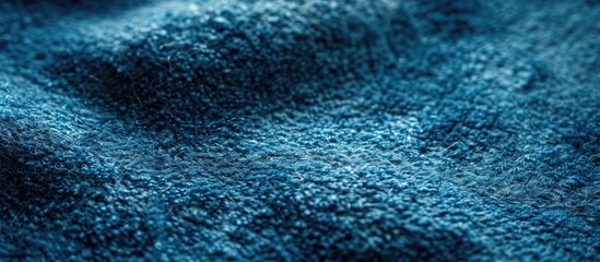 Close up view of blue felt material with copy space image